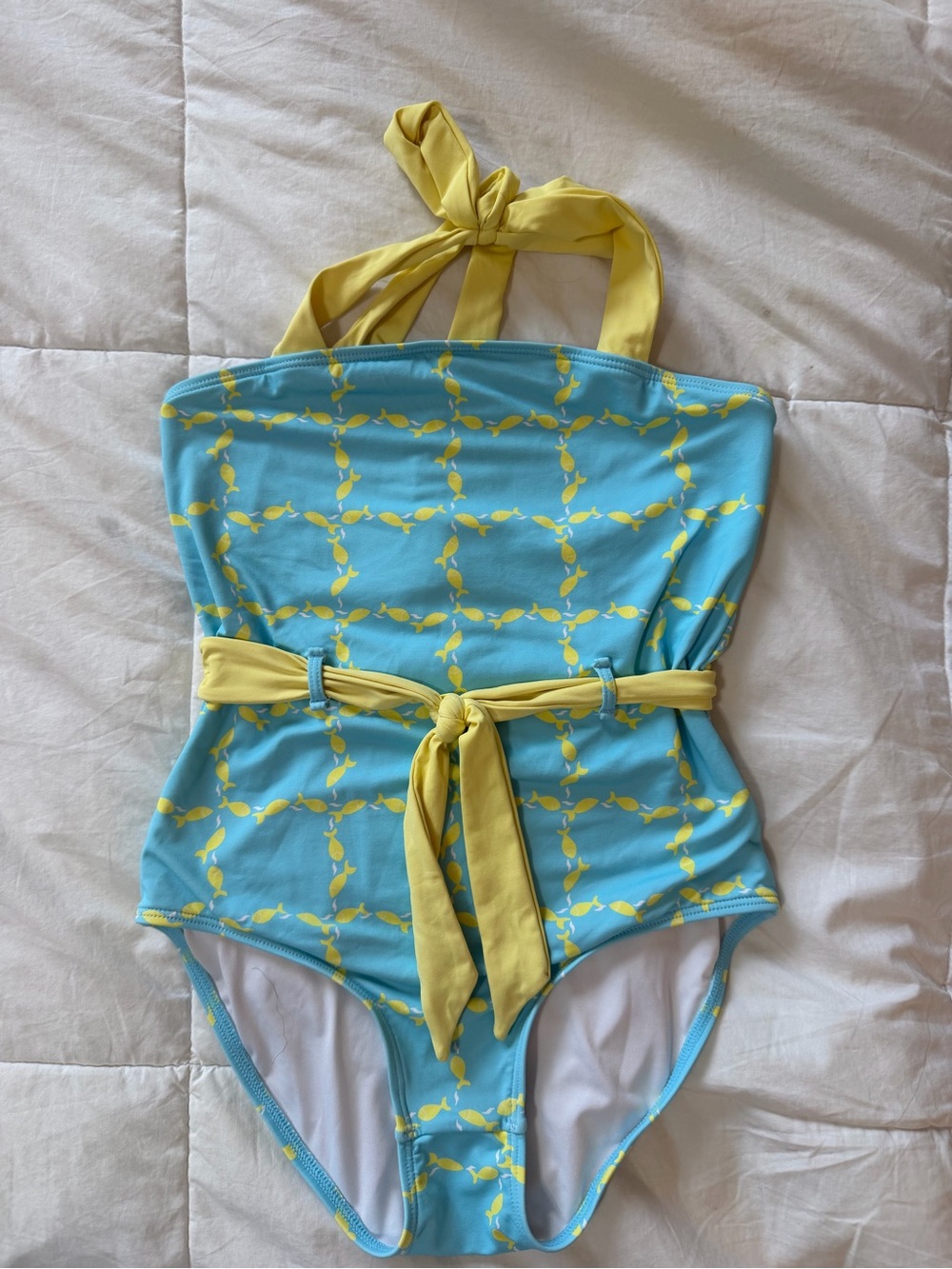 The Beaufort Bonnet Company Girls' One-Piece Swimsuit in Blue and Yellow